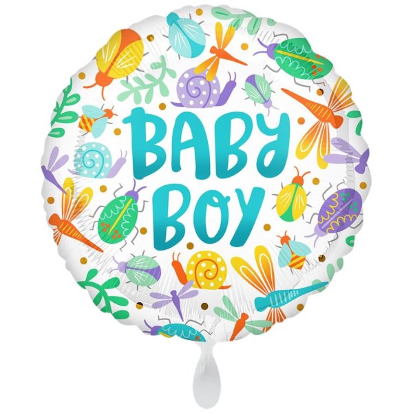 Folienballon rund Insekten bunt Baby Boy 45cm