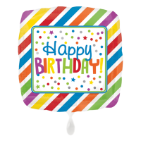 Folienballon quadratisch Regenbogenfarben Happy Birthday...