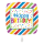 Folienballon quadratisch Regenbogenfarben Happy Birthday 45cm