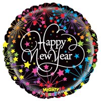 Folienballon Hapy New Year Sterne bunt