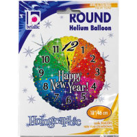 Folienballon Regenbogen Happy New Year Uhr