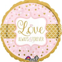 Folienballon rund rosa Love Always & Forever 71cm