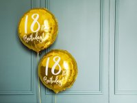 Folienballon rund gold Nr. 18 Birthday 45cm