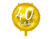 Folienballon rund gold Nr. 40 Birthday 45cm