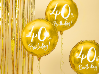 Folienballon rund gold Nr. 40 Birthday 45cm