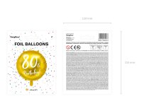 Folienballon rund gold Nr. 80 Birthday 45cm
