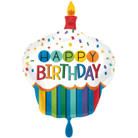 Folienballon Cupcake bunt Happy Birthday 91cm
