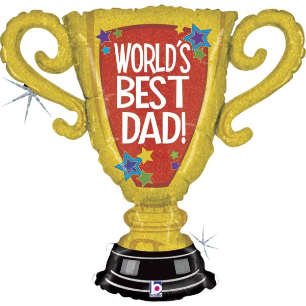 Folienballon Pokal gold Worlds best Dad 84cm