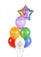 6x Latexballon Strong Happy Birthday to you bunt pastell...