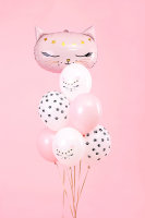 6x Latexballon Strong Katze weiß rosa pastell 30cm