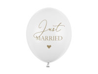 6x Latexballon Strong Just Married weiß pastell 30cm