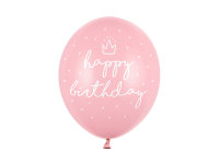 6x Latexballon Strong Happy Birthday rosa pastell 30cm