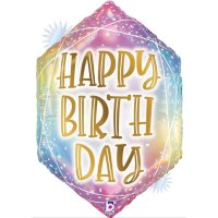 Folienballon Diamant bunt pastell Happy Birthday 76cm