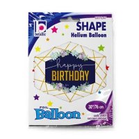 Folienballon Diamant blau gold Happy Birthday 76cm
