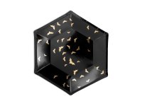 6x Papierteller Fledermaus schwarz gold