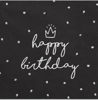 20x Serviette Happy Birthday schwarz 33x33cm