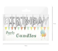 13x Kerze Buchstaben Happy Birthday silber 7cm