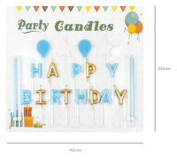 Set Kerzen Buchstaben Happy Birthday hellblau weiß...