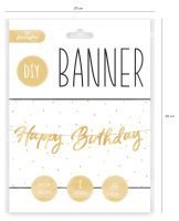 Banner Happy Birthday gold 110cm