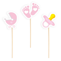 6x Cake Topper Baby rosa