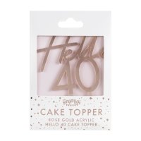 Cake Topper Hello 40 rosegold 13cm