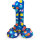 Folienballon Zahl Nr. 1 Dots blau 41cm luftbefüllbar