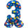 Folienballon Zahl Nr. 3 Dots blau 41cm luftbefüllbar