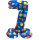 Folienballon Zahl Nr. 7 Dots blau 41cm luftbefüllbar