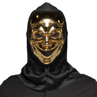 Maske Crazy Killer gold mit Kapuze