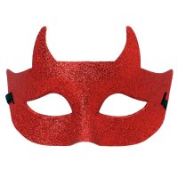 Maske halb Teufel Glitzer rot