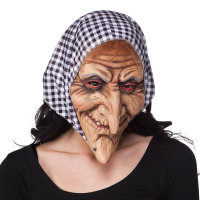 Maske Latex alte Hexe mit Kopftuch