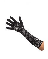 Handschuhe schwarz-weiß Spinnennetz 40cm