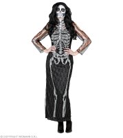 Kostüm Skelett mit Spitze lang