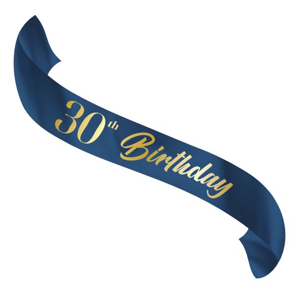 Schärpe 30th Birthday blau/gold