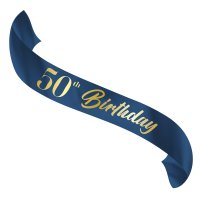 Schärpe 50th Birthday blau/gold