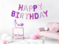 Folienballon Schriftzug Happy Birthday rosa/lila 340x35cm