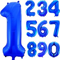 Folienballon Zahl Nr. 0-9 blau 86cm
