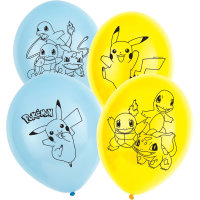 6x Latexballon Pokemon 30cm blau/gelb