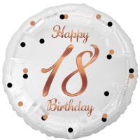 Folienballon 18th Birthday 45cm weiß/rosegold