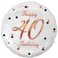 Folienballon 40th Birthday 45cm weiß/rosegold