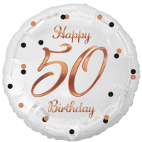 Folienballon 50th Birthday 45cm weiß/rosegold