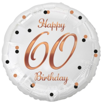 Folienballon 60th Birthday 45cm weiß/rosegold