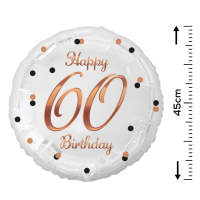 Folienballon 60th Birthday 45cm weiß/rosegold