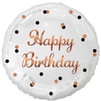 Folienballon Happy Birthday 45cm weiß/rosegold