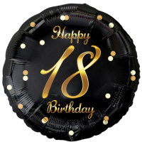 Folienballon 18th Birthday 45cm schwarz/gold