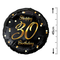 Folienballon 30th Birthday 45cm schwarz/gold