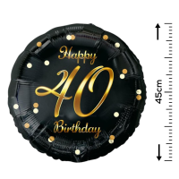 Folienballon 40th Birthday 45cm schwarz/gold