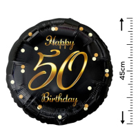 Folienballon 50th Birthday 45cm schwarz/gold