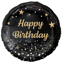 Folienballon Happy Birthday 45cm schwarz/gold
