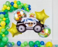 Folienballonset Polizeiauto 80cm & 4x45cm Stern &...